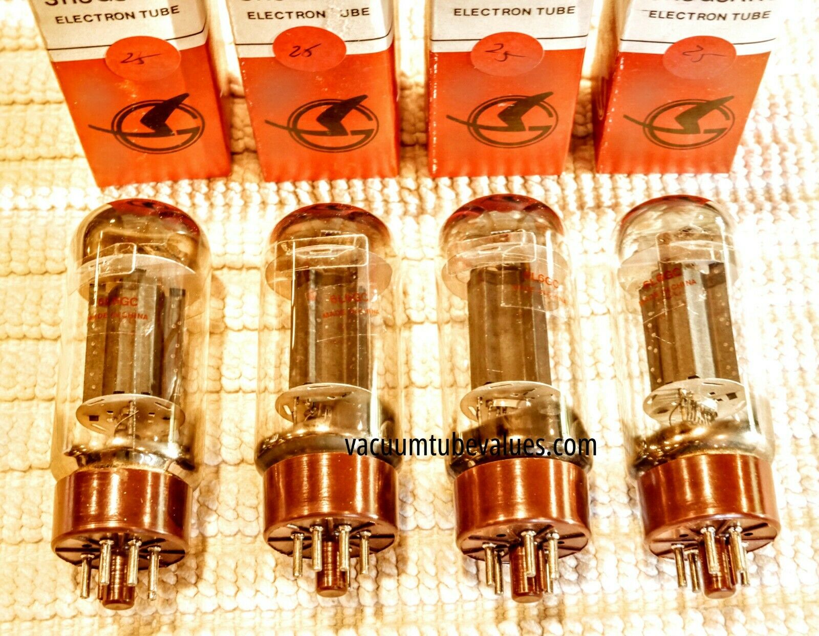 Quad Four Current Matched Shuguang Chinese Brown  Base 6l6 Gc Vacuum Tube 6l6gc